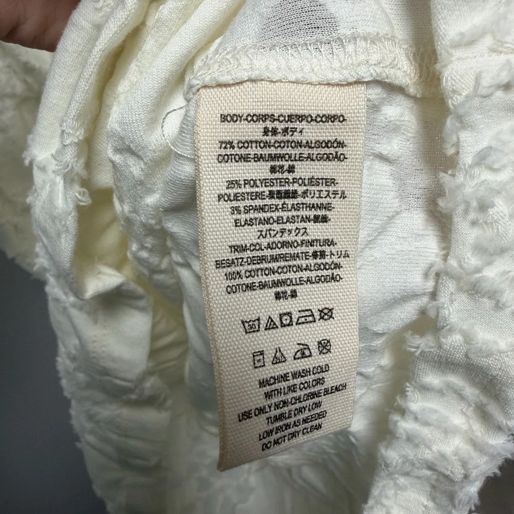 Free People Ivory Popsicle Top With Lace Up Detail Size Large - Picture 7 of 8